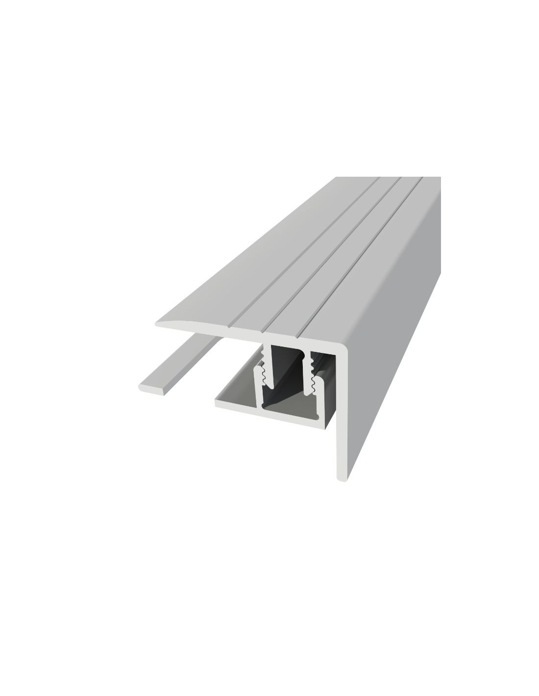 PERFIL R 55 – ​Escadaria de alumínio de 25×20 mm com base de 5-9 mm Sistema Multifix DIM: 2700 x 25 x 20 mm