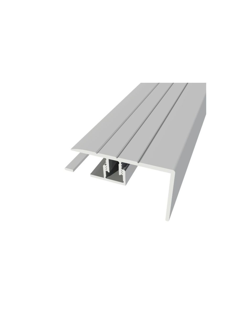 PERFIL R 61 Escadaria de alumínio de 40x25 mm com base 5-9 mm Sistema Multifix​ DIM: 2700 x 40 x 25 mm​